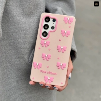 قاب گوشی پاپیون سیلیکن (Doll Case Bowtie Pink Silicone)