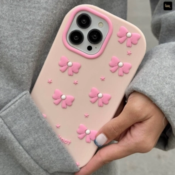 قاب گوشی پاپیون سیلیکن (Doll Case Bowtie Pink Silicone)
