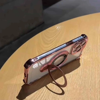 قاب گوشی Aircosion Coinball case شفاف در سه رنگ مشکی و طلایی و رزگلد دارای استند تاشو و ایرکوشن