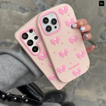 قاب گوشی پاپیون سیلیکن (Doll Case Bowtie Pink Silicone)