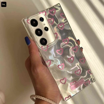 قاب گوشی قلبی Water Effect Heart با افکت موجی و قلب‌های صورتی روی گوشی سامسونگ