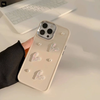 قاب آیفون طرح قلبی مرواریدی لاو pearl love heart case
