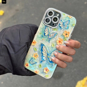 قاب آیفون طرح گل و پروانه Icy Butterflies & Flower